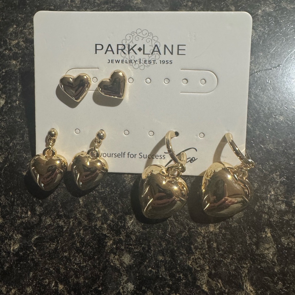 Park Lane Shiny Gold Heart Earring Trio